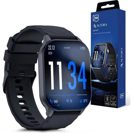 3MK Smartwatch Bluetooth 43mm Noir Bracelet Noir Garantie 24 mois