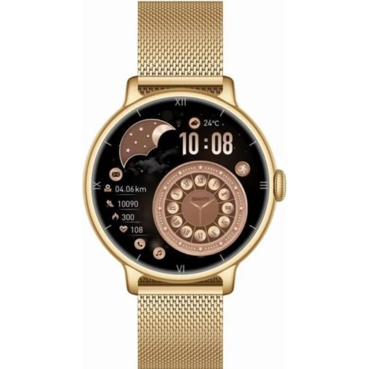 Gravity GT33-1 Bluetooth GPS 41mm Oro Correa Milanaise IP68 Pulsómetro Tensiómetro