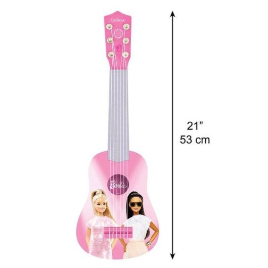 Guitarra Infantil Barbie 53 cm Rosa e Azul - 6 Cordas Nylon Lexibook