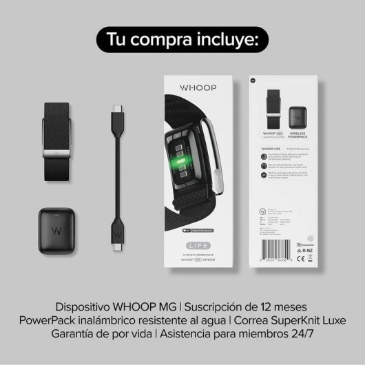 Pulsera de actividad WHOOP Life MG Bluetooth 232 mAh Obsidian/Titanium 12 meses coaching