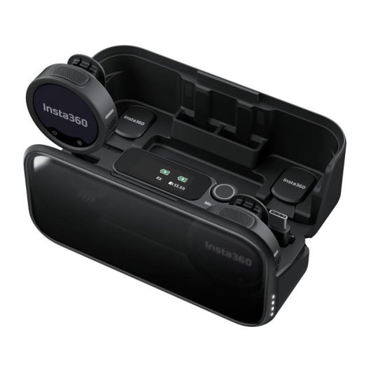 Micrófono Epos Insta360 Mic Pro inalámbrico con doble transmisor y pantalla personalizable