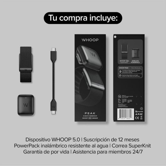 Pulsera de actividad WHOOP Peak 5.0 Bluetooth Polímero de litio 232 mAh Coaching personalizado