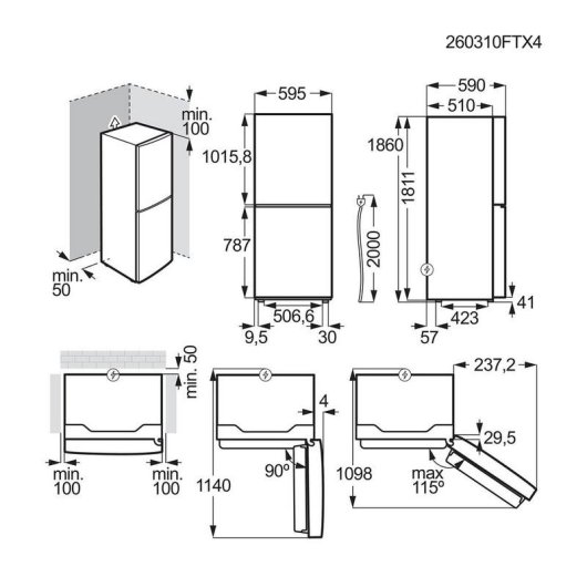 Frigorífico Combi Electrolux LNB6MD30U0 Total No Frost 186cm 304L D Inox