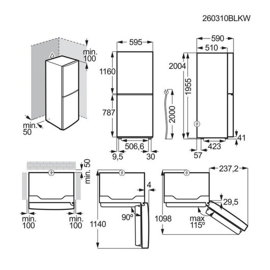 Frigorífico Combi Electrolux LNB6MD34U0 Total No Frost 200cm 336L D Inox