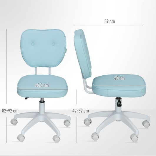 Vinsetto Silla De Escritorio Tapizada En Pu Sin Brazos 46x59x82-92 Cm Azul Claro