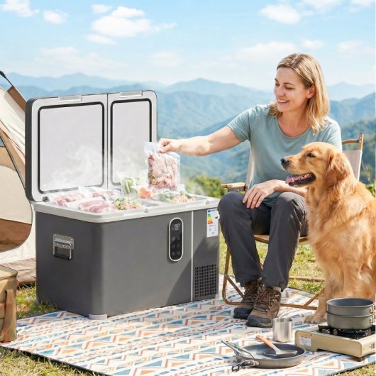 Outsunny Nevera Portátil Eléctrica 35 L Con Compresor Doble Zona Control Por App