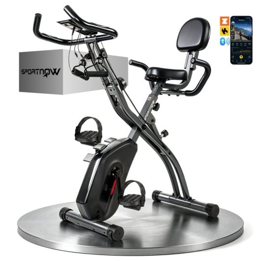 Sportnow Bicicleta Estática Plegable Con 8 Niveles Resistencia Bandas Bluetooth