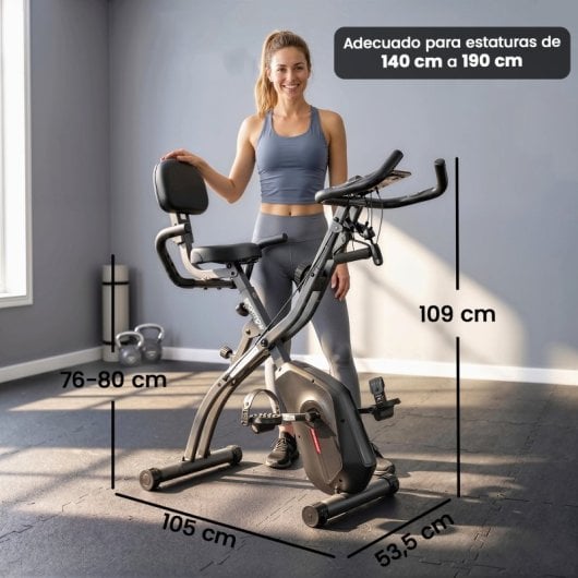 Sportnow Bicicleta Estática Plegable Con 8 Niveles Resistencia Bandas Bluetooth
