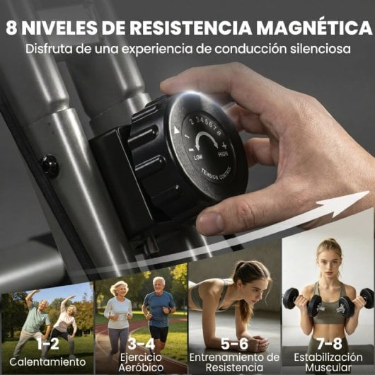 Sportnow Bicicleta Estática Plegable Con 8 Niveles Resistencia Bandas Bluetooth