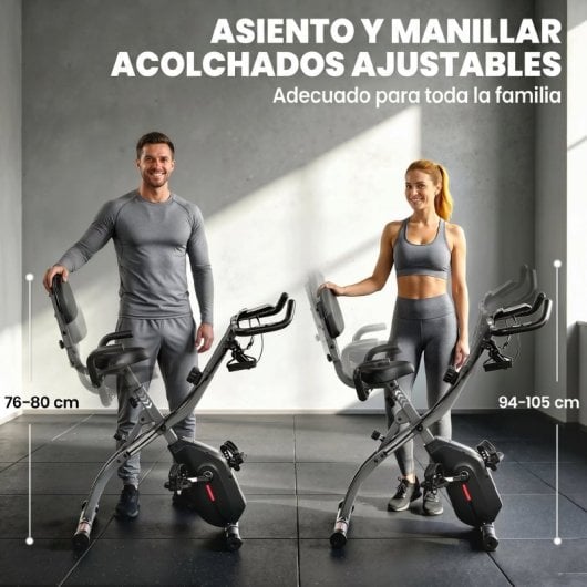 Sportnow Bicicleta Estática Plegable Con 8 Niveles Resistencia Bandas Bluetooth