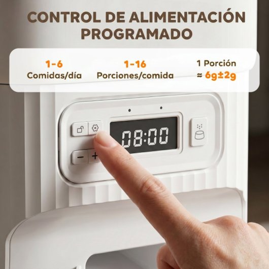 Pawhut Comedero Gato Automático 4l 1-6 Comidas Al Día 2 Cuencos Antiatascos