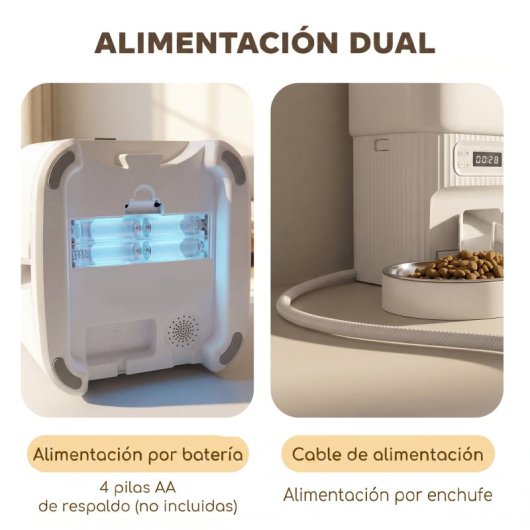 Pawhut Comedero Gato Automático 4l 1-6 Comidas Al Día 2 Cuencos Antiatascos