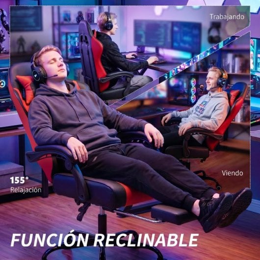 Homcom Silla Gaming Ergonómica Con Lumbar Masaje Vibración Reclinable 155°