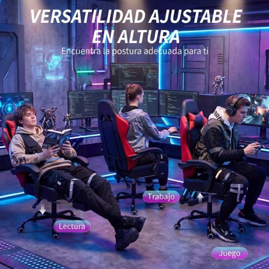 Homcom Silla Gaming Ergonómica Con Lumbar Masaje Vibración Reclinable 155°