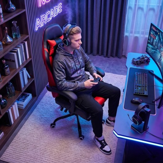 Homcom Silla Gaming Ergonómica Con Lumbar Masaje Vibración Reclinable 155°
