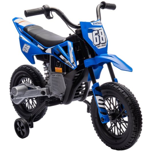 Aiyaplay Moto Eléctrica Para Niños 12v Con 2 Motores Y Suspensión Trasera Azul