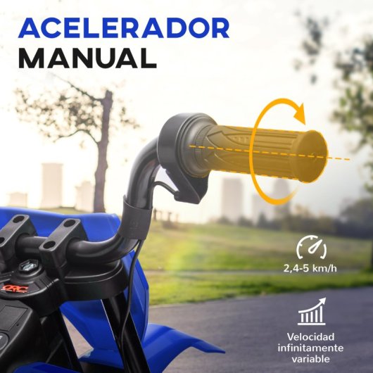 Aiyaplay Moto Eléctrica Para Niños 12v Con 2 Motores Y Suspensión Trasera Azul