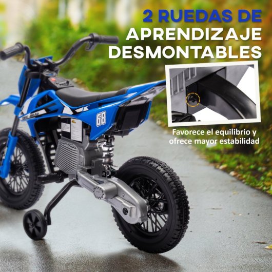Aiyaplay Moto Eléctrica Para Niños 12v Con 2 Motores Y Suspensión Trasera Azul