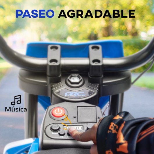 Aiyaplay Moto Eléctrica Para Niños 12v Con 2 Motores Y Suspensión Trasera Azul