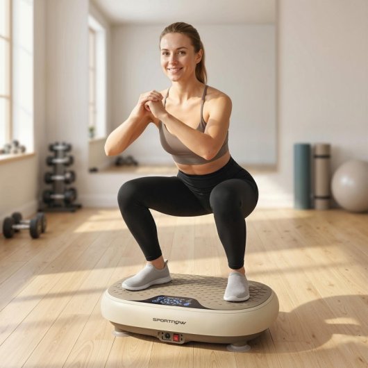 Sportnow Plataforma Vibratoria Con 20 Velocidades 3 Programas Pantalla Led Beige