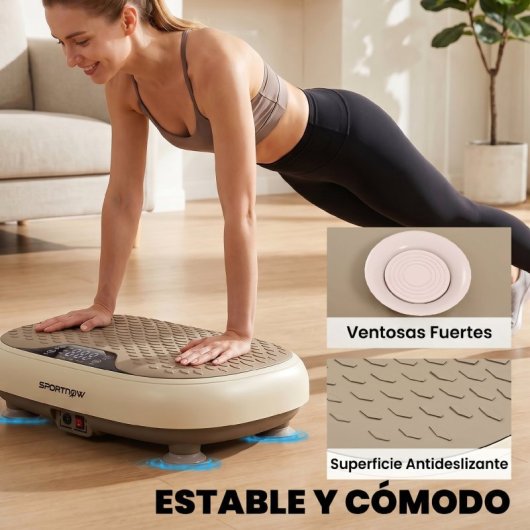 Sportnow Plataforma Vibratoria Con 20 Velocidades 3 Programas Pantalla Led Beige