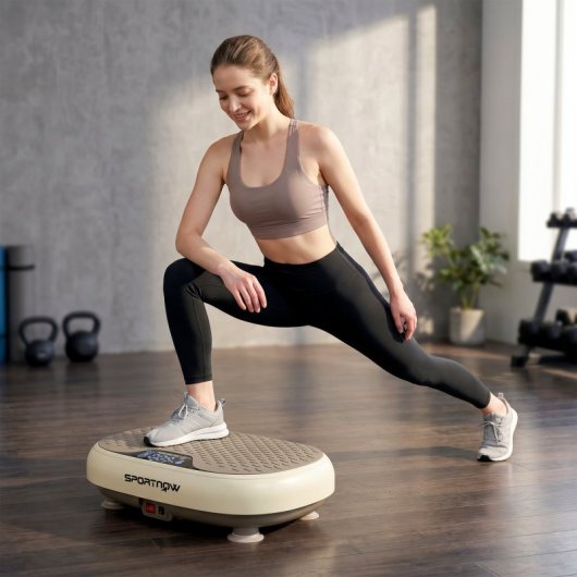 Sportnow Plataforma Vibratoria Con 20 Velocidades 3 Programas Pantalla Led Beige