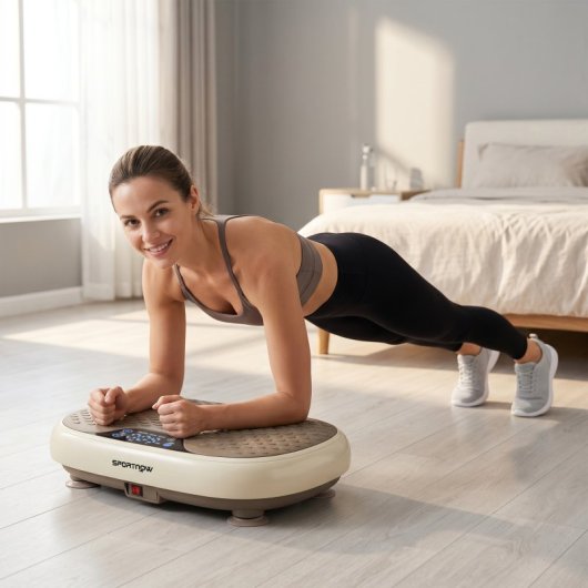 Sportnow Plataforma Vibratoria Con 20 Velocidades 3 Programas Pantalla Led Beige