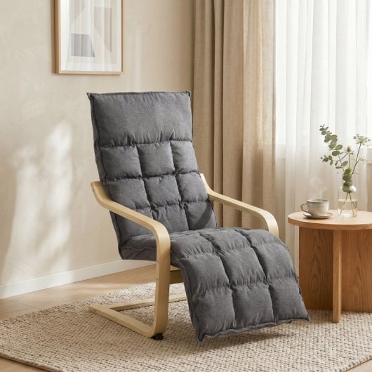 Homcom Sillón De Salón Con Reposapiés Tapizada En Lino Balanceo Suave Gris
