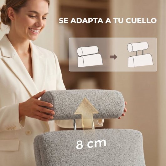 Homcom Silla De Escritorio Con Reposapiés Tapizada En Borreguito Gris Claro