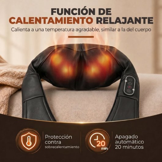 Homcom Masajeador Cervical Y Espalda Con Calor Y 8 Nodos Shiatsu Negro