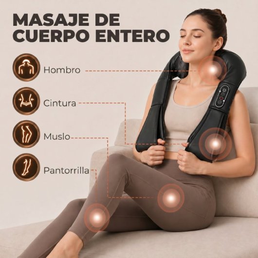 Homcom Masajeador Cervical Y Espalda Con Calor Y 8 Nodos Shiatsu Negro