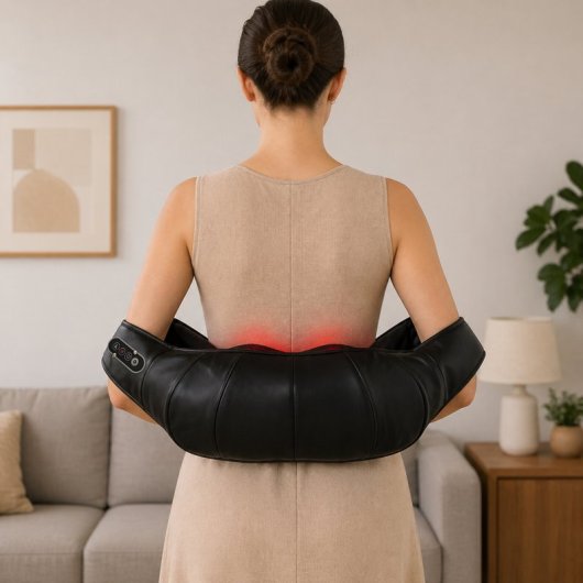 Homcom Masajeador Cervical Y Espalda Con Calor Y 8 Nodos Shiatsu Negro