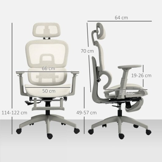Homcom Silla De Oficina Ergonómica De Malla Con Reposacabezas Ajustable Beige