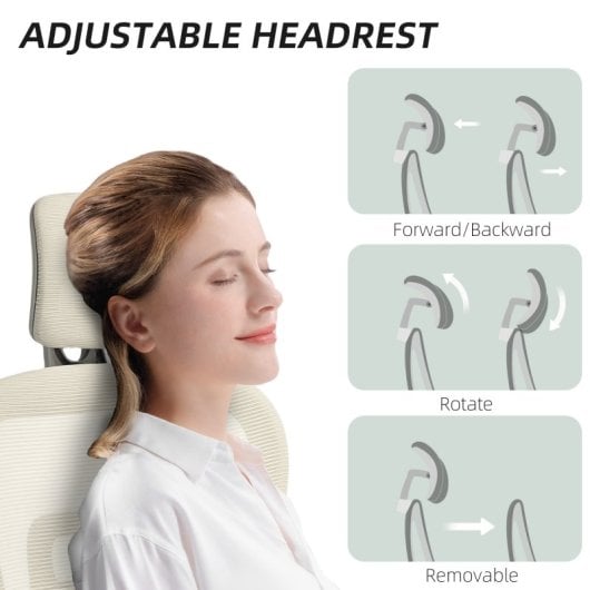 Homcom Silla De Oficina Ergonómica De Malla Con Reposacabezas Ajustable Beige