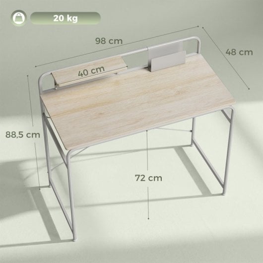 Homcom Escritorio Con Estante Y Estructura De Metal 98x48x88,5 Cm Roble
