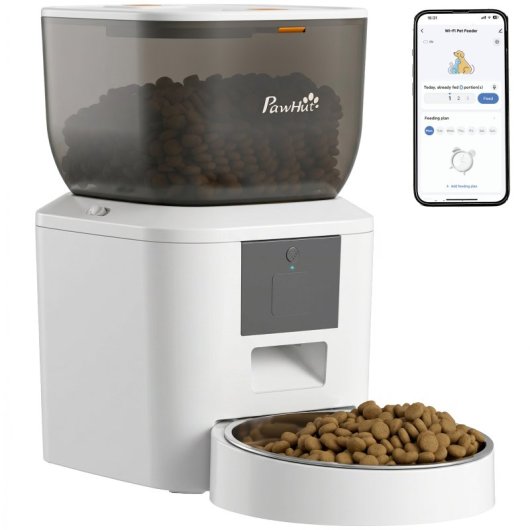Pawhut Comedero Automático 4l Wifi 2.4g Control App Cuencos 1-10 Comidas Al Día