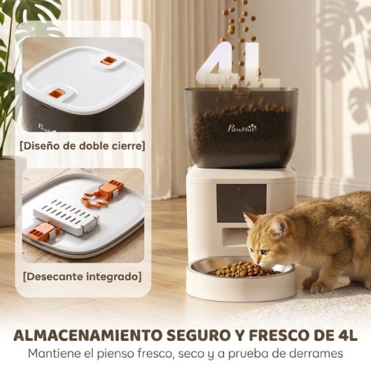 Pawhut Comedero Automático 4l Wifi 2.4g Control App Cuencos 1-10 Comidas Al Día