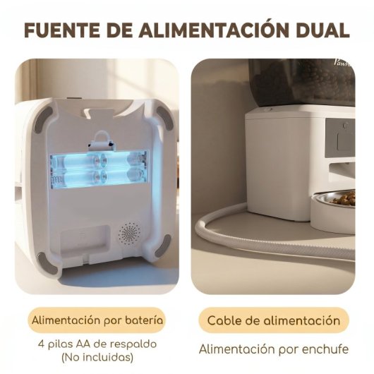 Pawhut Comedero Automático 4l Wifi 2.4g Control App Cuencos 1-10 Comidas Al Día