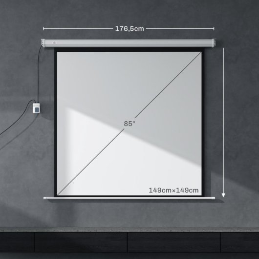 Homcom Pantalla De Proyector Eléctrica 85 Pulgadas Con Control Remoto Blanco