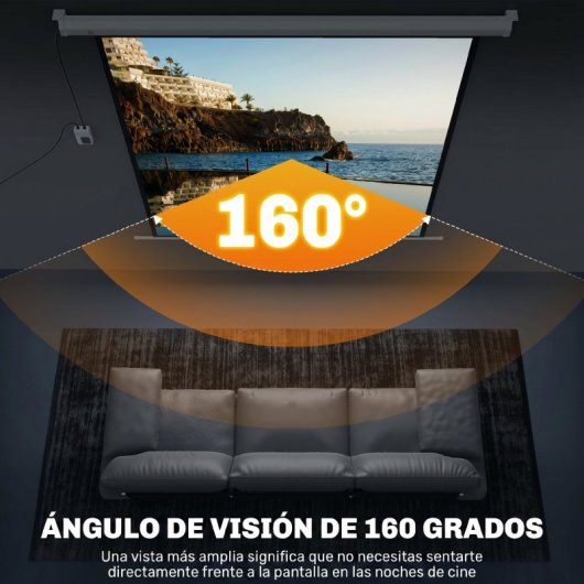 Homcom Pantalla De Proyector Eléctrica 85 Pulgadas Con Control Remoto Blanco