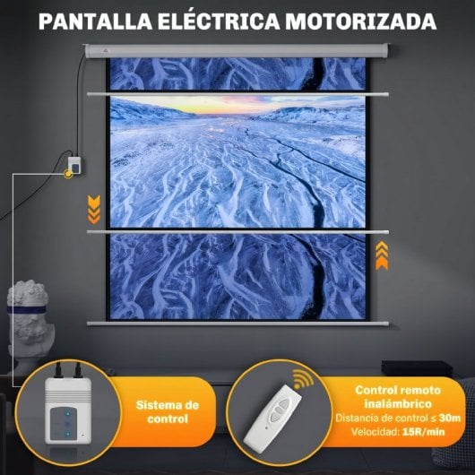 Homcom Pantalla De Proyector Eléctrica 85 Pulgadas Con Control Remoto Blanco