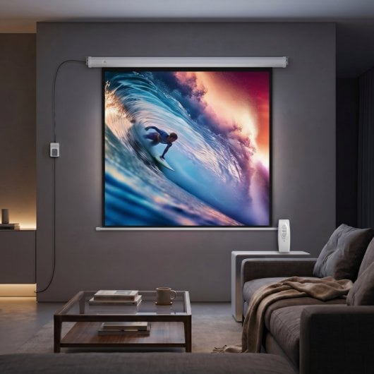 Homcom Pantalla De Proyector Eléctrica 85 Pulgadas Con Control Remoto Blanco