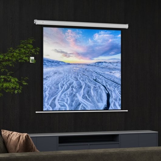 Homcom Pantalla De Proyector Eléctrica 85 Pulgadas Con Control Remoto Blanco