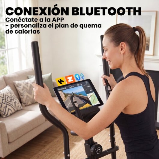 Sportnow Bicicleta Elíptica Para Casa Silenciosa Con 8 Niveles De Resistencia