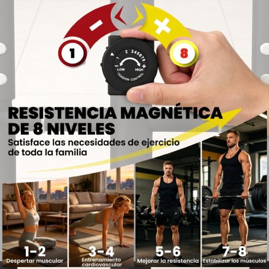 Sportnow Bicicleta Elíptica Para Casa Silenciosa Con 8 Niveles De Resistencia