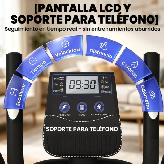 Sportnow Bicicleta Elíptica Para Casa Silenciosa Con 8 Niveles De Resistencia