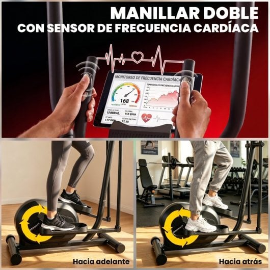 Sportnow Bicicleta Elíptica Para Casa Silenciosa Con 8 Niveles De Resistencia