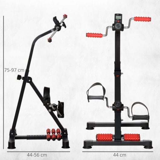 Homcom Pedales Estáticos Personas Mayores Altura Ajustable 75-97 Cm Pantalla Lcd