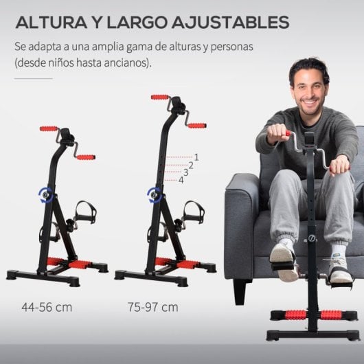 Homcom Pedales Estáticos Personas Mayores Altura Ajustable 75-97 Cm Pantalla Lcd