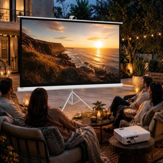 Homcom Pantalla De Proyector Manual Con Soporte 100 Pulgadas 221x124 Cm Blanco